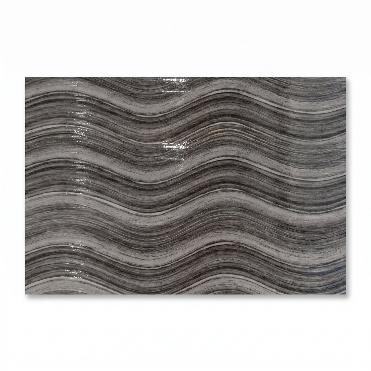 Ocean Wave Charcoal Glossy 6x24 product board / texture detail